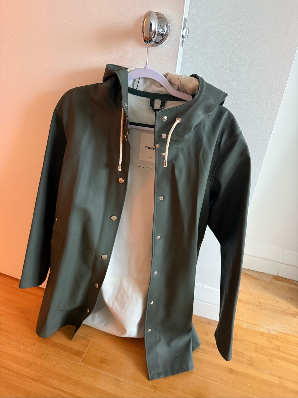 Stutterheim Dark Green Hooded Trench Raincoat